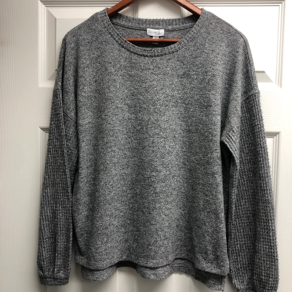 Olivia Sky Cozy Gray Women's Pullover Sweater Large